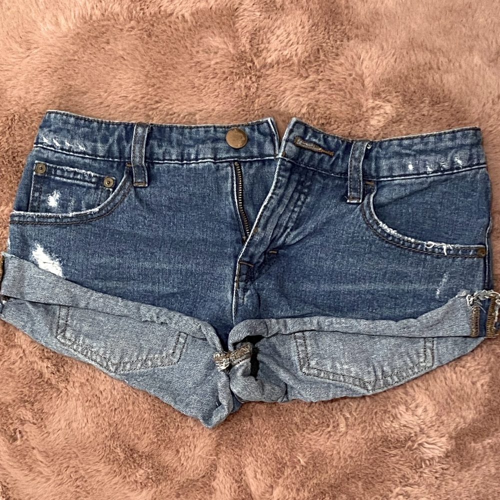 Free People Frayed Denim Shorts